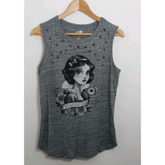 Disney Art of Snow White Women's Size Large Tank Top Gray Studded - Picture 12 of 12